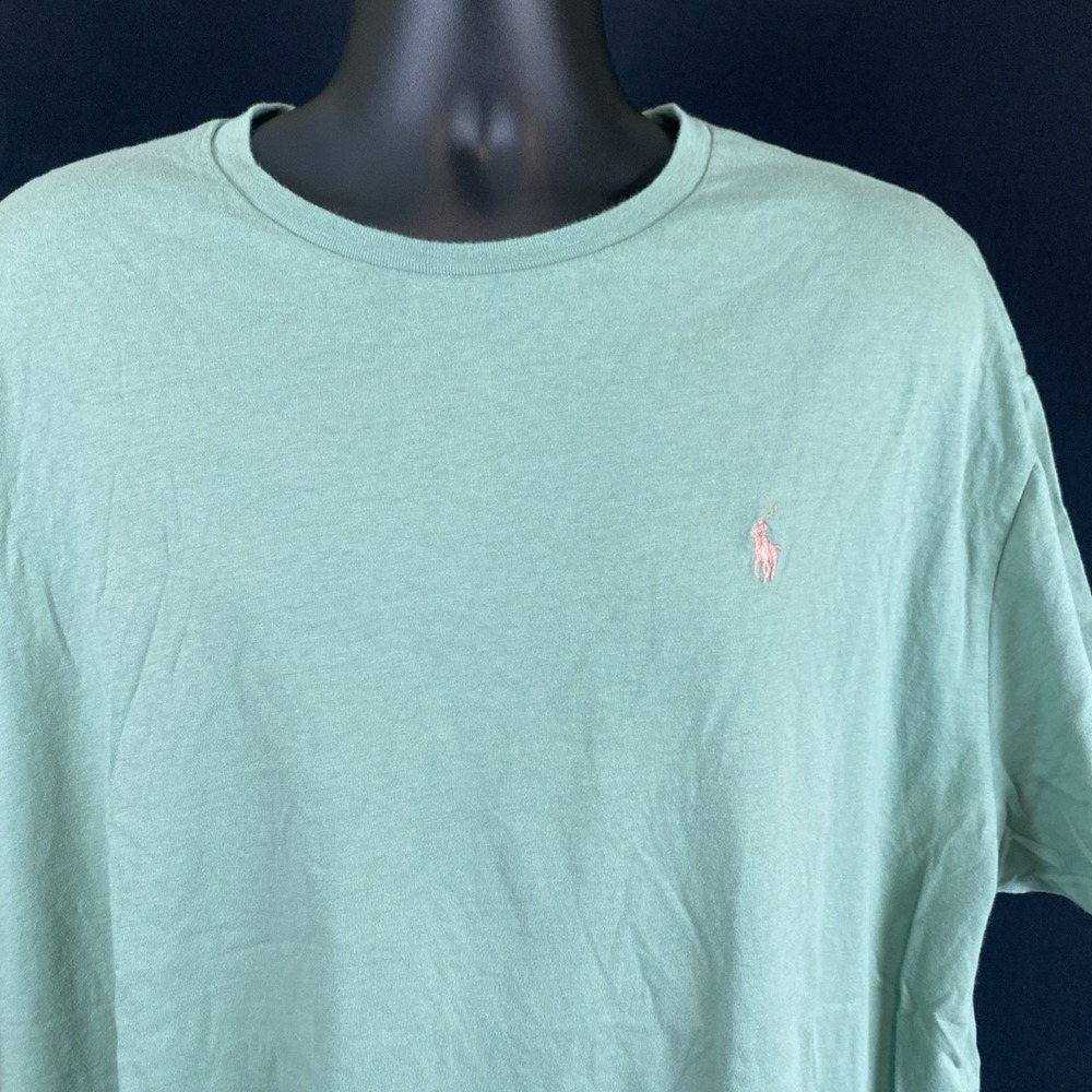 Polo Ralph Lauren Mens Classic Fit T-Shirt Mint Green Pink Pony XXL